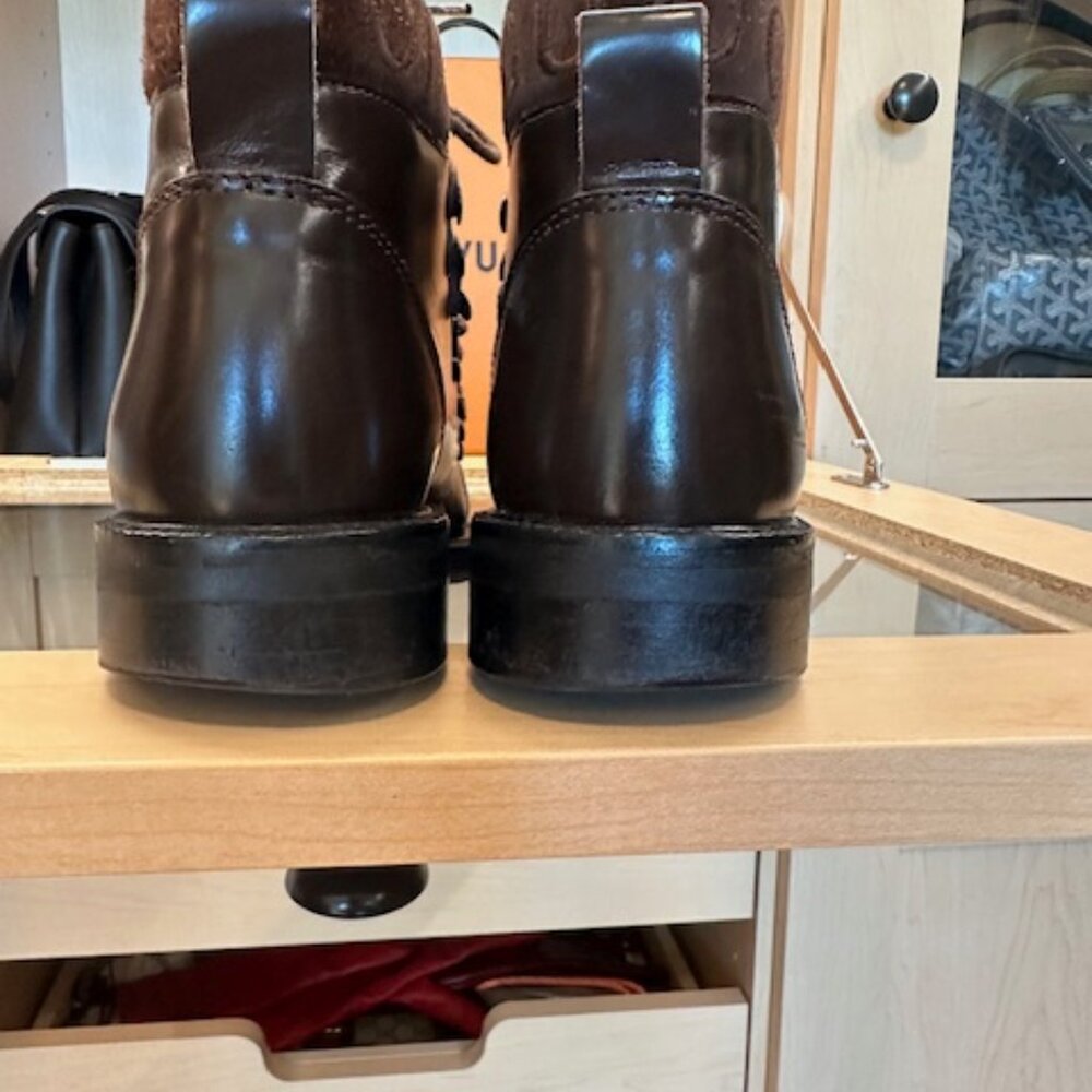 Gucci Brown Leather Combat Boots Women's Size 7.5 - Picture 4 of 6